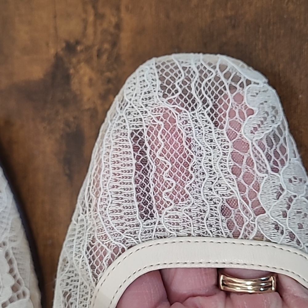 Chinese Laundry Cream Lace Slingback Mary Jane Style Flats size 8.5 - Picture 6 of 9